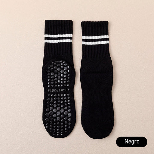 Calcetines algodon largos yoga antideslizante goma negro