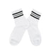 Calcetines blancos algodon media pierna rayas negro y gris