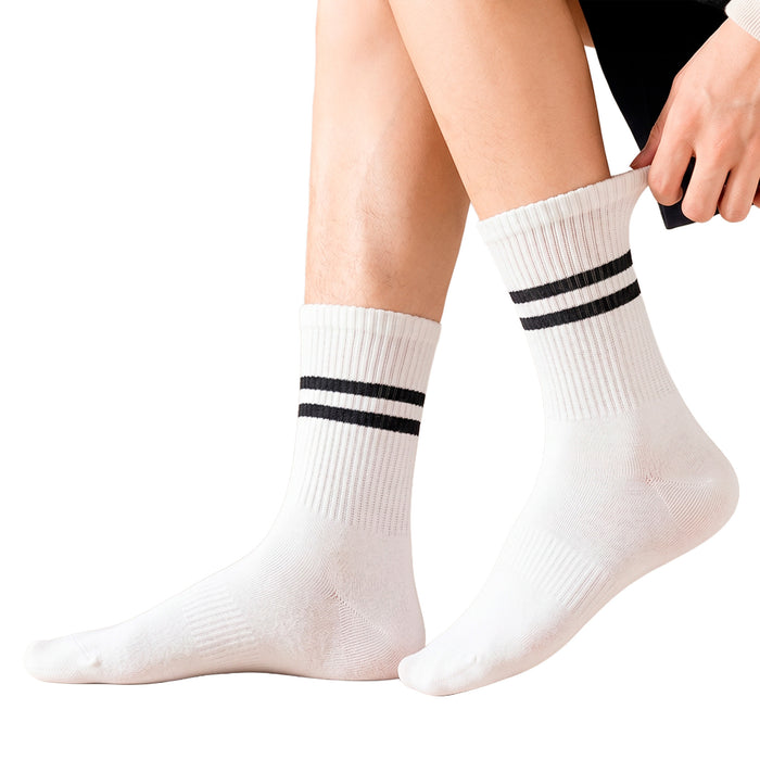 Calcetines algodon blanco doble raya hombre 3969-4
