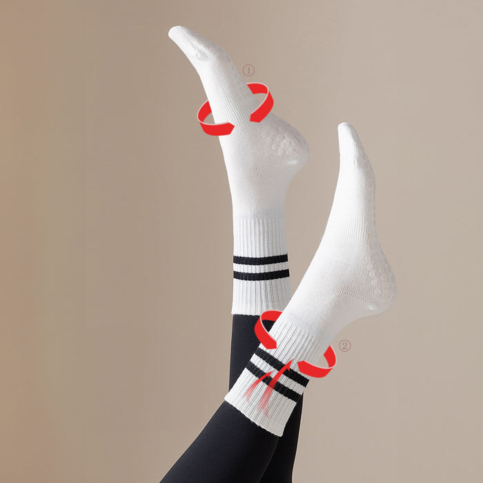 Calcetines yoga gimnasia deportivos modelo elasticado largo blanco