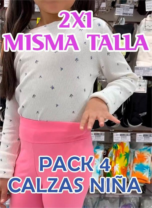 Calzas pack 4 colores niñas 