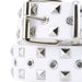 Cinturon blanco hebilla cuadrada plateada tachas 3060-2
