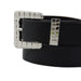 Cinturon liso hebilla cuadrada texturizada plateado negro 3357-1