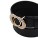 Cinturon liso hebilla doble circulo dorado brillos detalle 3196-2