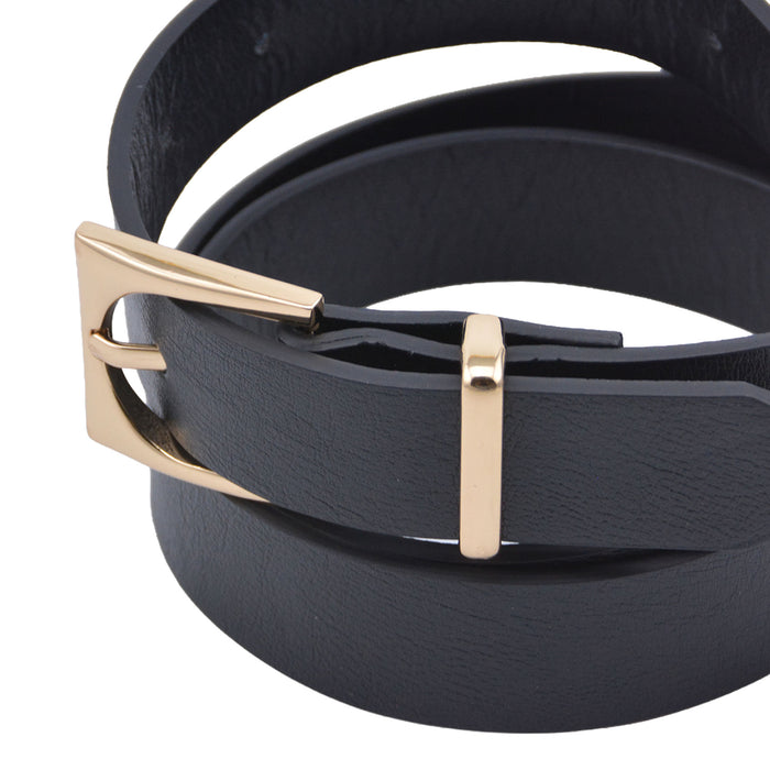 Cinturon negro sintetico negro dorado liso 4126-3