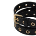 Cinturon ojetillos hebilla cuadrada dorado negro 3237-2