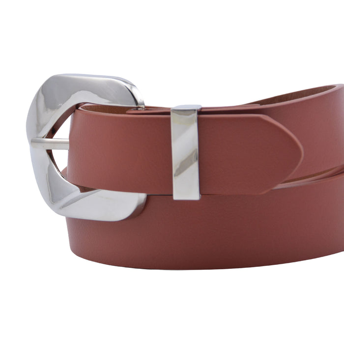 Cinturon sintetico cafe rojizo dorado liso 4127-2