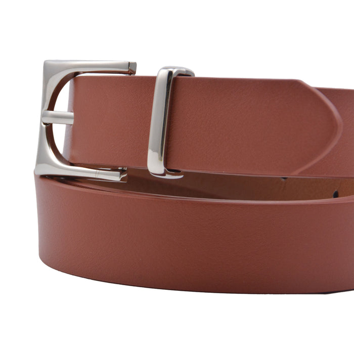 Cinturon sintetico cafe rojizo liso 4126-2