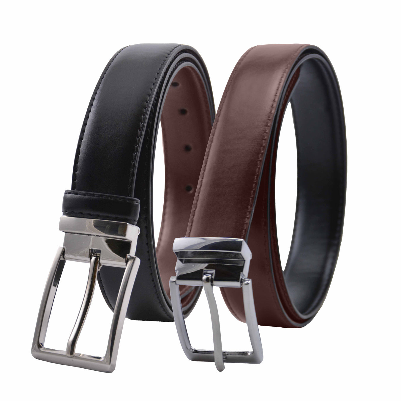 Cinturon sintetico negro hombre reversible 4060