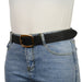 Cinturon sintetico liso negro hebilla rectangular dorada 2129-2