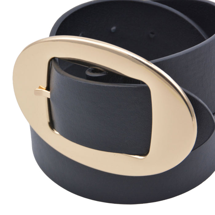 Cinturon sintetico negro dorado liso 4128-2