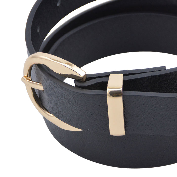 Cinturon sintetico negro dorado liso 4130-2