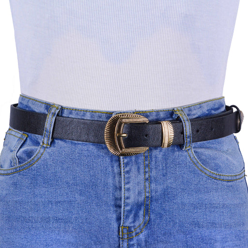 Cinturon sintetico negro dorado liso 4135-2