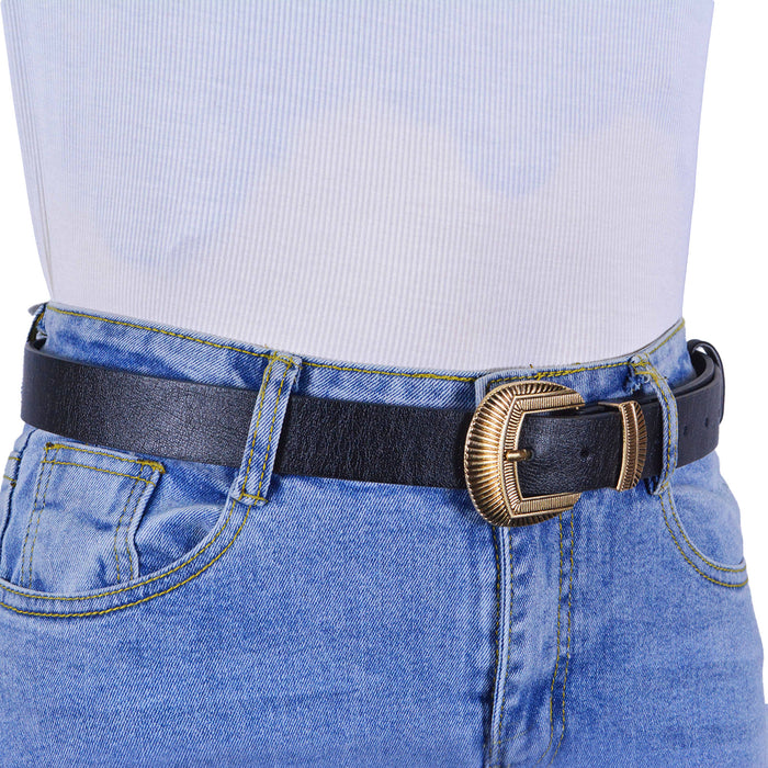 Cinturon sintetico negro dorado liso 4135-2