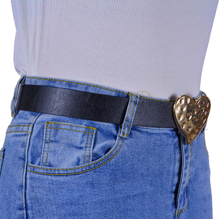 Cinturon sintetico negro dorado liso corazon 4132-2