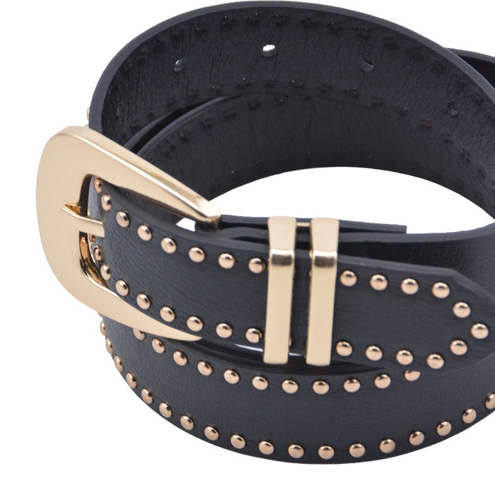Cinturon sintetico negro dorado tachas 4134-2