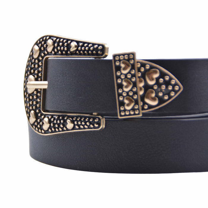 Cinturon sintetico negro hebilla dorada 4074-2