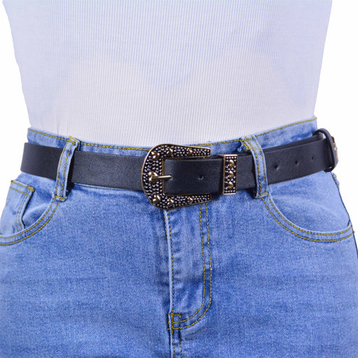 Cinturon sintetico negro hebilla dorada 4074-2