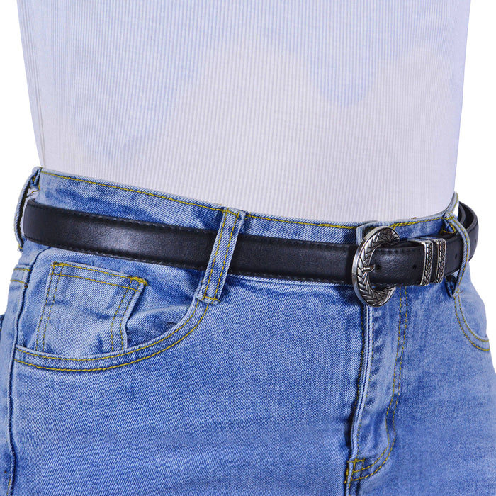 Cinturon sintetico negro liso plateado 1953-2