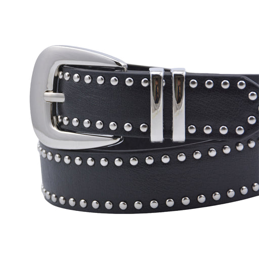 Cinturon sintetico negro plateado tachas 4134-1