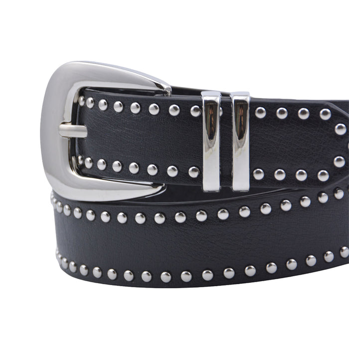 Cinturon sintetico negro plateado tachas 4134-1