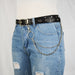 Cinturon sintetico tachas cadena doble negro plateado 3843