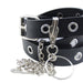 Cinturon sintetico tachas cadena doble negro plateado 3843