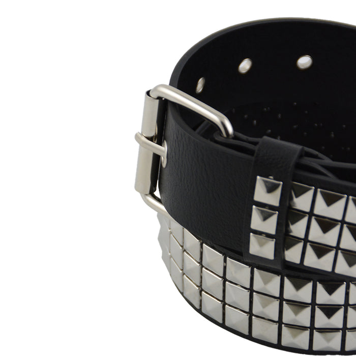 Cinturon sintetico tachas piramide hebilla plateada 3979-1