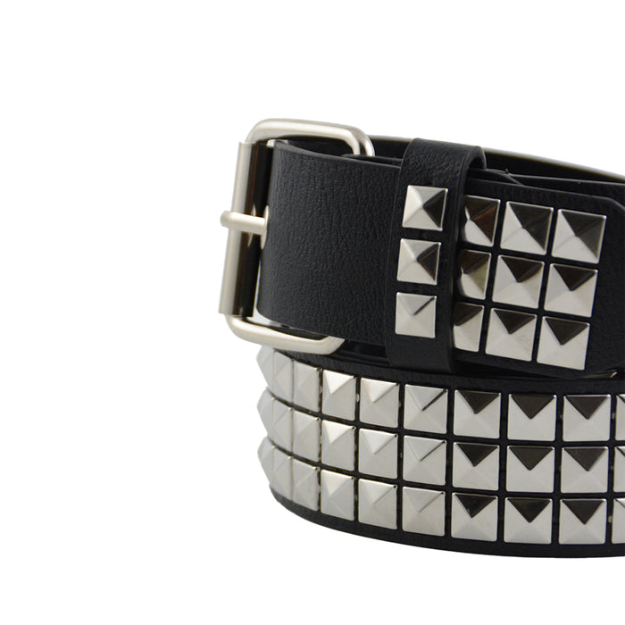 Cinturon sintetico tachas piramide hebilla plateada 3979-1