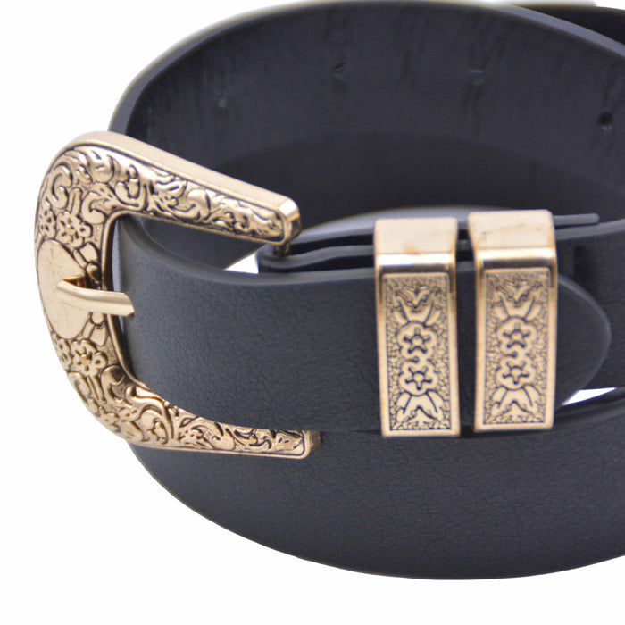 Cinturon sintetico negro hebilla dorada 4073-2
