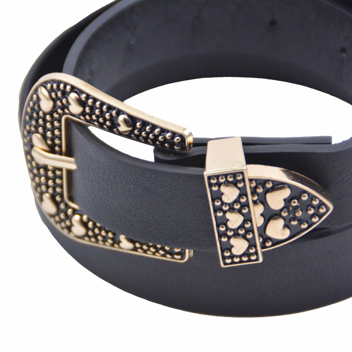 Cinturon sintetico negro hebilla dorada 4074-2