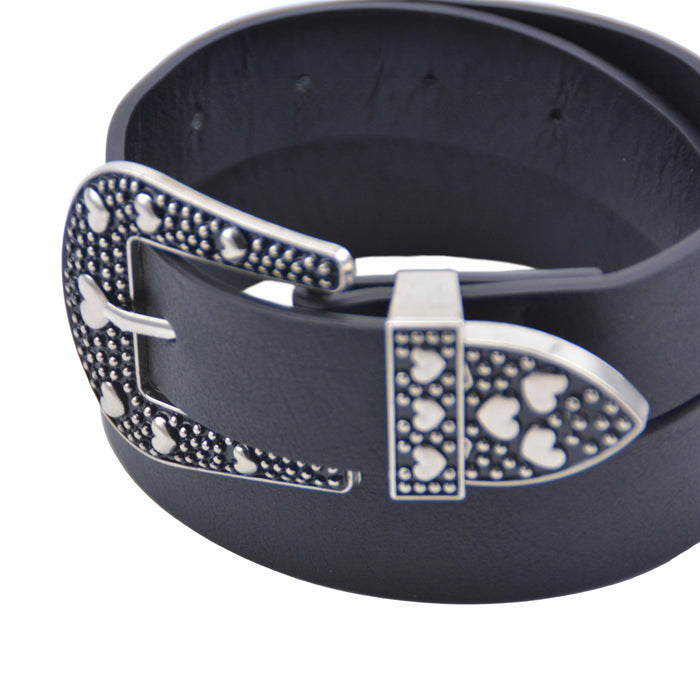 Cinturon sintetico negro hebilla plateada 4074-1