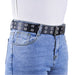 Cinturon tachas negro metal 
plateado 4232