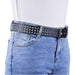 Cinturon tachas negro metal plateado estrellas 4224