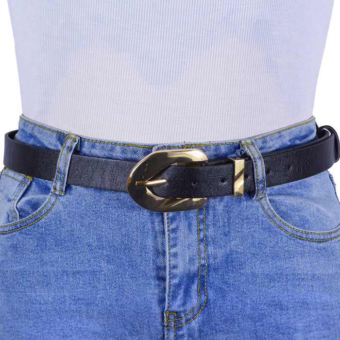 Cinturon tachas negro sintetico negro dorado liso 4127-3