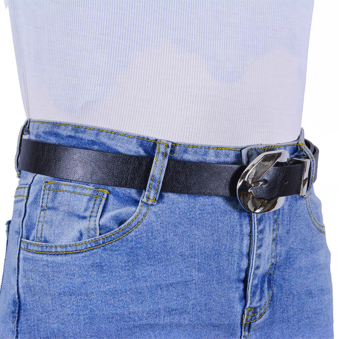 Cinturon tachas negro sintetico negro plateado liso 4127-1