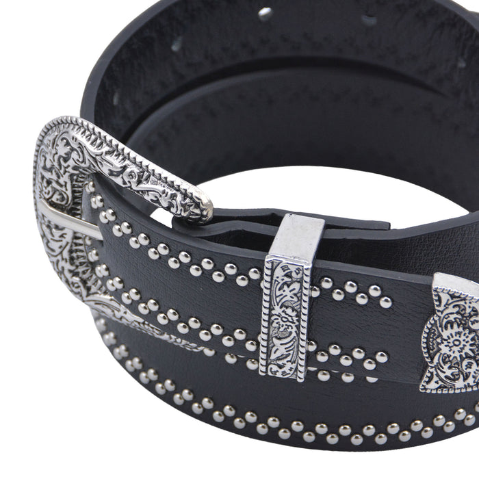 Cinturon tachas negro sintetico puntos 4125