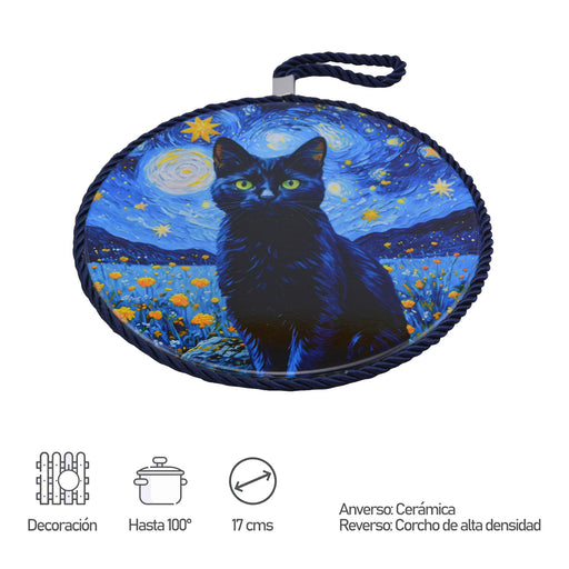 Colgante ceramica corcho gato negro noche 4143-6