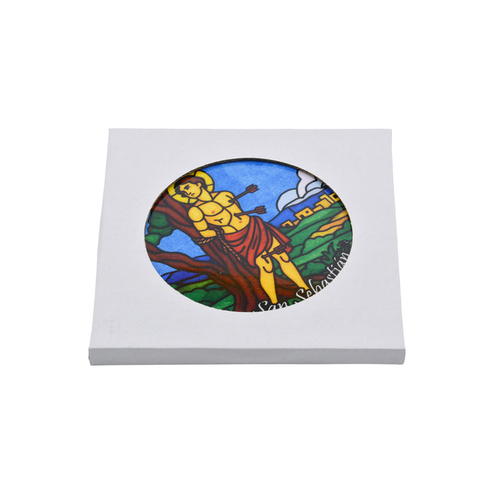 Colgante ceramica corcho pintura religioso san sebastian 4053-17