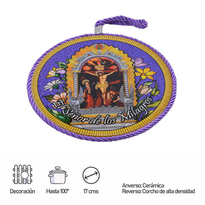 Colgante religioso ceramica corcho el senor de los milagros 4053-25