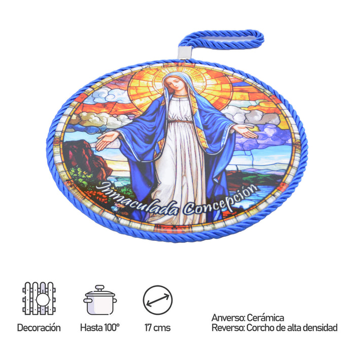 Colgante santo religioso ceramica corcho Inmaculada Concepción 4053-14