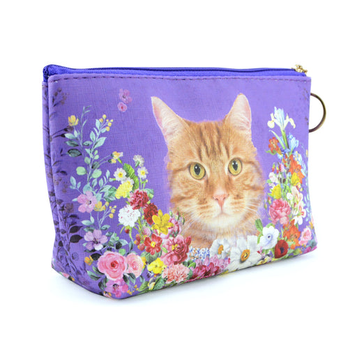 Cosmetiquero floral gato amarillo