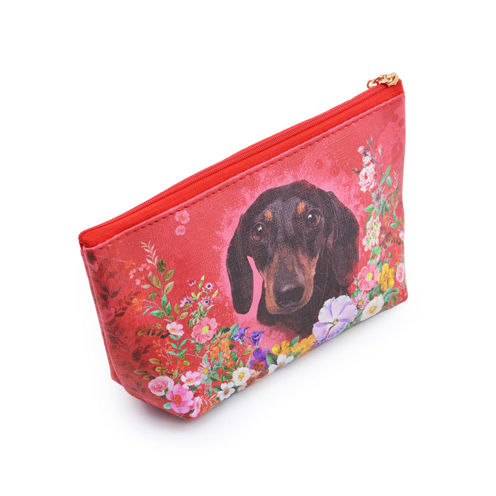 Cosmetiquero plastico floral rojo salchicha negro 3601-1