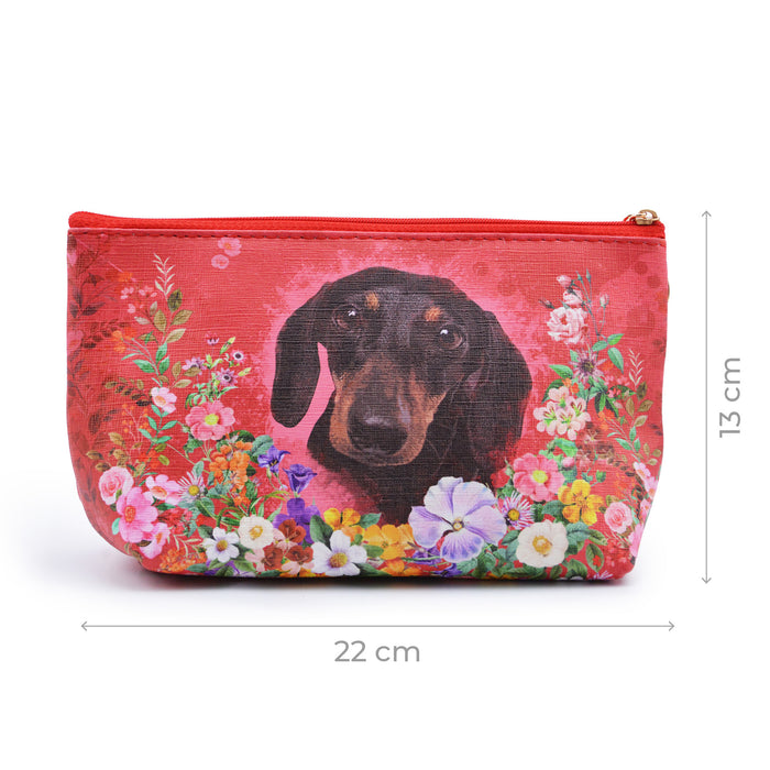 Cosmetiquero plastico floral rojo salchicha negro 3601-1