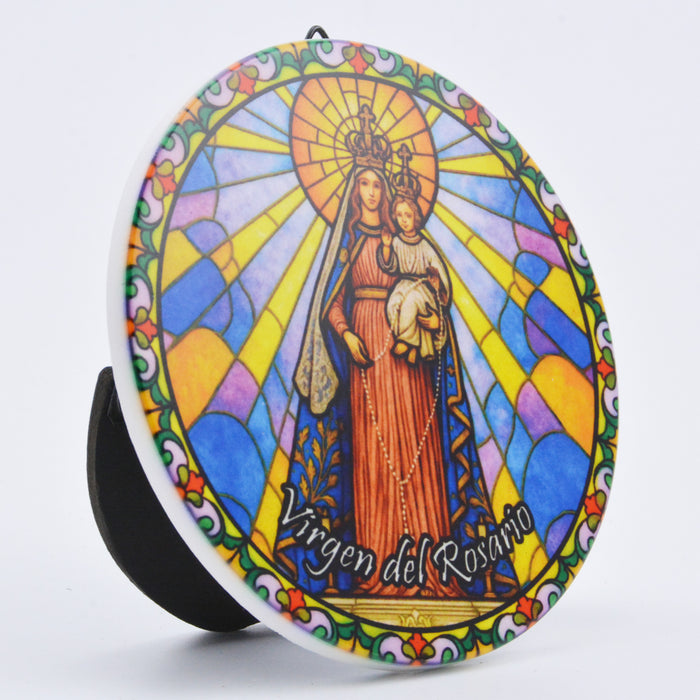 Cuadro pedestal ceramica corcho religioso virgen del rosario 4054-19