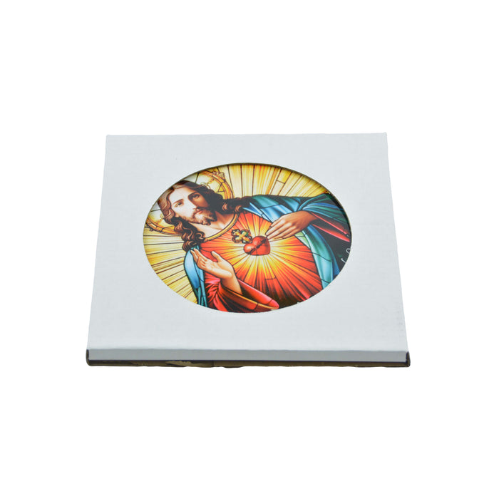 Cuadro retrato colgante ceramica corcho sagrado corazon de Jesus 4053-8
