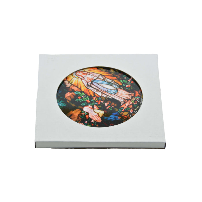 Cuadro retrato colgante ceramica corcho virgen de Lourdes 4053-1