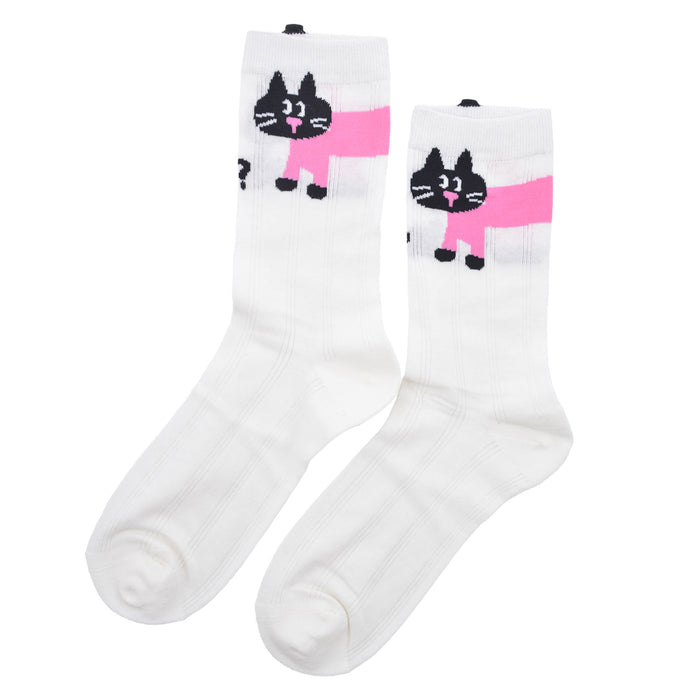 Calcetines algodon largo mujer gato negro largo 