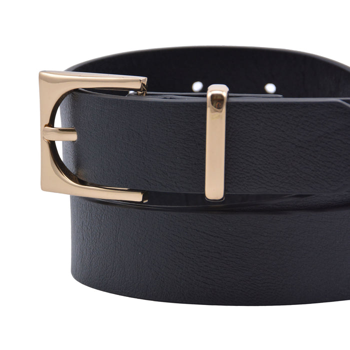 Cinturon negro sintetico negro dorado liso 4126-3