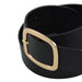 Cinturon sintetico liso negro hebilla rectangular dorada 2129-2